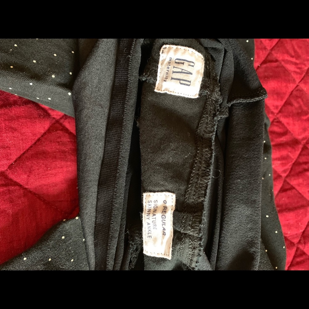 Skinny, black dot maternity pants
